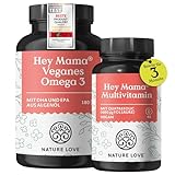 NATURE LOVE® Hey Mama Schwangerschaftsvitamine - von Kinderwunsch bis Stillzeit - 3 Monate Reichweite - Folsäure, Omega 3, Vitamine, Mineralstoffe - vegan - laborgeprüft & in Deutschland produziert