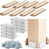 Blulu Metall-Pfostenträger mit Holzpfostenverkleidung, Deck-Basisbefestigungen zur Befestigung von Handläufen, Balustraden an Treppen und Böden, 8 Stück