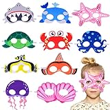 FORMIZON 10 Stück Ozeantiere Filz Masken, Meerestier Masken für Erwachsene und Kinder, Filz Ozean Tiermasken mElastischen Seil für Kindergeburtstag Maskerade Mottoparty, Cosplay Party Masken