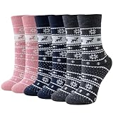 Niorasen Thermosocken Damen, Wollsocken, Warme Wintersocken Damen, Dicke Stricksocken, Winter Socken Damen Gemütlich und Atmungsaktiv 6 Paar 39-42 35-38