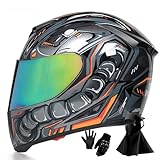 Modulare Motorradhelme Integralhelm Klapphelm für Straßenmotorräder für Unisex-Erwachsene mit Handschuhen und Maske(Style R26,S(52-53cm))