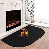 Feuerfeste Kaminmatte, 80 x 50 cm Feuerfeste Unterlage, Funkenschutzplatte für Kaminofen, Feuerfeste Bodenschutzmatte für Kamine Bodenblech, Zum Schutz des Bodens Vor Funken, Schwarz
