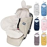 Premium Einschlagdecke Babyschale, Baby Erstausstattung aus Baumwolle für Autositz, Kuscheldecke für Kinderwagen mit Fußsack passend für Maxi-Cosi, Römer, Cybex - Lux