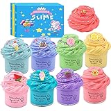 Fluffy Butter Slime Set - 8 Farben Putty Slime Kit, DIY Schleim Kit Kids Art Craft, Soft and Stretchy, mit Einhorn und Zubehör für Obstschleim, Ideal Gift for Girls Boys Kids