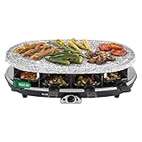 Klarstein Raclette-Tischgrill für 8 Personen mit Steinplatte, Großer , 1500W -Grill, Gerät mit 8 Pfännchen, -Ofen Groß für Käse & Fleisch für 4-8 Personen