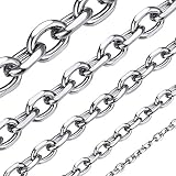 ChainsHouse Damen Halskette Edelstahl Ankerkette Silber Choker Rolo Kette 5mm für Frauen Gliederkette ohne Anhänger Damen Collier Rolokette 46cm O-Kette Ersatzkette Halsreif Modeschmuck für Ehefrau