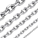 ChainsHouse Edelstahl herren Ankerkette Unisex Rolo Collier-Breit 5mm Lang 46cm-Silber-Schmuckbox enthält