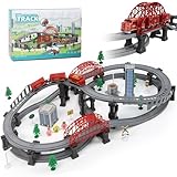 Wdmiya Eisenbahn Kinder Elektrisch, 3-Stufiges Schienensatz mit 128 Teilen, Zug Spielzeug für 3 4 5 6 7 8 Jahre, Pädagogisches Rennstrecken-Spiel, Geburtstagsgeschenke für Jungen (128pcs)