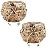 Kobolo 2er Set Übertopf aus Kokos |Ø 35 cm H 22 cm | handgefertigte geflochtene Pflanzkörbe mit Folie in Braun | Natürliche Übertöpfe | Blumentöpfe im Boho-Look für Indoor & Outdoor