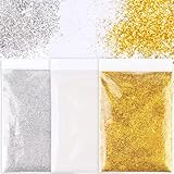 BOOMTOP 60g Glitzer zum Basteln Glitzerpulver Fein Gold Silber Weiß Weihnachten Basteln Kerzen Glitter Pulver Glitzer Glitzerpuder für Nägel Gesicht Kartenbasteln Handwerk Nagelkunst