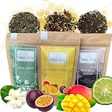 Mrs. Tea Teeset | Mango Mania 70 g, Earl Grey Deluxe 80 g und China Jasmin | Weißer Tee, Schwarzer Tee und Grüner Tee Jasmin | Natürliche lose Tees