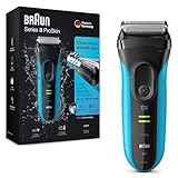 Braun Series 3 ProSkin Elektrorasierer mit Präzisionstrimmer, Rasierer Herren Elektrisch, elektrischer Rasierer, Wet&Dry, rasierapparat, trockenrasierer, Made in Germany, 3040s, schwarz/blau