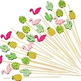 luckaide 100 Stück Cocktail Sticks, Herz Cocktail Spieße, Cocktailspieße,Holzspieße Fingerfood, Handgefertigte Cocktail Picks für Geburtstag Hochzeit Valentinstag Weihnachten
