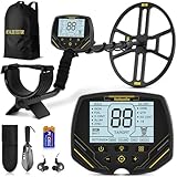 Hazlewolke Metalldetektor Mit 14'' Großer Wasserdichter Doppel-D-Suchspule, 4 Modi, Hohe Empfindlichkeit und Lokalisierung, Metalldetektor für Erwachsene Mit Beleuchtetem LCD-Display - DD90