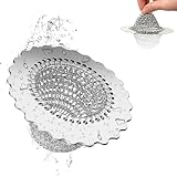 Küchenspüle Abflusssieb, 304 Edelstahl Wendesieb mit Flexiblem Kettennetz, Anti-Verstopfung Waschbecken Sieb für Einzel- und Doppelspülbecken Waschbeckenstöpsel Verstopfungsschutz Küche Abfluss Spüle
