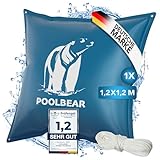 PoolBear | Poolkissen Winter 120x120cm Winterkissen XXL I Pool-Luftkissen mit Doppelnaht inkl Reparaturset I Überwinterung-Frostschutz-Kissen Poolpolster