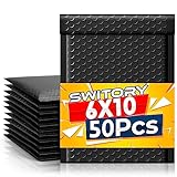 Switory 50 Stück A5 17 cm x 23,3cm Poly Bubble Mailer Gepolsterte Umschläge Bubble Lined Poly Mailer Selbstversiegelnde für die Verpackung Schwarz