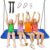 COSTWAY Nestschaukel eckig bis 150kg belastbar, 150 x 80 cm, Baumschaukel mit 100-180cm verstellbaren Seil, Mehrkindschaukel Kinderschaukel, Outdoor Gartenschaukel für Kinder & Erwachsene (Blau)