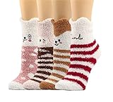 FENGJISUN Socken Für Alltag Freizeit 4 Paar Socken Flauschige Kuschelsocken Bunte Socken Haussocken Dicke Warme Wintersocken Unisex