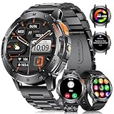 DREMAC Smartwatch Herren Militär,530 mAh Akku/1,43'' Amoled-Sportuhr mit Taschenlampe/3 Armbänders,120+ Sportmodi,IP68 Wasserdicht Fitnessuhr mit 24/7 Herzfrequenz,Schlafmonitor für Android iOS