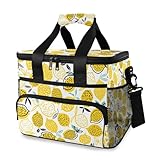 Yellow Lemon Sommer Kühltasche Thermo Isolierte Picknicktasche Groß Auslaufsicher Kühltasche Lunchbox für Erwachsene Männer Frauen