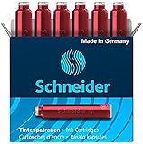 Schneider Tintenpatrone (Standard-Format, universal passend für viele Füllhalter, nicht löschbar) 10 x 6 Stück, rot