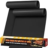 Dauerbackfolie für Backofen Hitzebeständig, 2 Stk 40x60cm Große Ofeneinlagen, Antihaft Teflon Backmatte, Backpapier Wiederverwendbar für Elektro- und Gasbackofen, BPA- und PFOA-frei, Schwarz