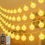 LED Lichterkette Strombetrieben,15M Lichterkette Kugel warmweiß mit Stecker für Außen und Innen,IP65 Wasserdicht Lichterketten mit Dimmbar Fernbedienung,Ideal für Zimmer,Weihnachten,Party,Garten