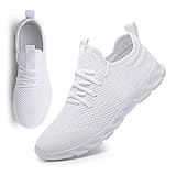 MGNLRTI Herren Sneaker Walkingschuhe Atmungsaktiv Straßenlaufschuhe Leicht Freizeit Sportschuhe für Hallen Outdoor Jogging Workout Fitness Tennisschuhe Mode (A Weiß, Numeric_42)