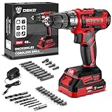 Akkuschrauber Akku Bohrschrauber Akkubohrer Bohrmaschine Schrauber set：DEKOPRO 20V 30 tlg Zubehör 18+1 Drehmomentstufen Schlagbohrschrauber 40Nm Max 2-Gang Bohrer LED Licht - Für Haus Reparatur DIY