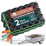 CargoVA® Intelligentes Anhängernetz dehnbar 1x2 bis 2x3 M - elastisches Hängernetz schwarz mit Gummiseil und Eckenmarkierung - für die perfekte Ladungssicherung