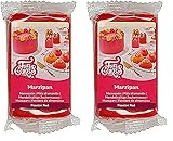 FunCakes Mandelhaltige Zuckermasse (holländisches Marzipan) Passion Red: Einfach zu verwenden und geschmeidig, perfekt zum Dekorieren von Kuchen, Halal, koscher und glutenfrei. 250 g. (Packung mit 2)
