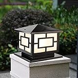 OZBME Vintage E27 Stehleuchte für den Außenbereich, rustikaler Stil, IP44, Gartenbeleuchtung aus Aluminium, Design Acryl Schwarz und Gold, Deko für Wege, Höhe 25 cm (Schwarz 30 cm)