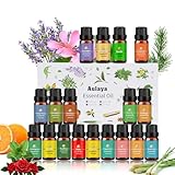 Ätherische Öle Set 18 x 10 ml, Teebaum, Lavendel, Eukalyptus, Weihrauch, Zitronengras, Rosmarin, Orange, Minze, Zitrone, Bergamotte, Ylang-Ylang, Grapefruit, Kamille, Rose, Vanille, Patchouli Salbei