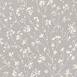 Rasch Graue Blumentapete auf Vlies mit Leinen-Optik aus der Kollektion Country Charme - 463828