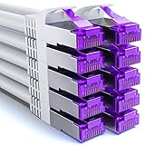 deleyCON 10x 0,5m CAT7 Netzwerkkabel - 10 Gigabit - Kurzes 50cm RJ45 Patchkabel Ethernet Kabel (Kupfer, SFTP PiMF Schirmung) - LAN DSL Switch Modem Router Patchpanel CAT7 CAT6 CAT5 - Weiß