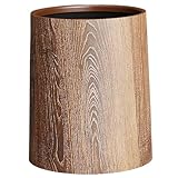WSYJWEX Holz Getreide Mülleimer Dose 12L Vintage Schlafzimmer Müll kann kreisförmige luxuriöse dekorative Dosen für Zimmer, Badezimmer, Wohnzimmer, Hotels erweitern, die sich