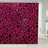 Homemissing Dunkle Rose Leopard Duschvorhang 180x200cm Gepard Wasserdicht Mit 12 Haken Tierdruck Kinder Bettwäsche Leopard Pelzdruck Dekor Safari Duschvorhang Textil Polyester Stoff Waschbar