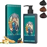 Haarfarbe auf Pflanzenbasis für die Grauabdeckung, natürliches pflanzliches Bio-Haarfärbemittel, sanfte, lang anhaltende Farbe, nährendes Haarfärbeshampoo, für Männer & Frauen (Dunkelbraun)