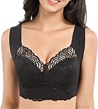 Oveallgo Comfit-BH, Comfit-Original – bequemer und stützender Push-up-BH, Haltungs-BHS für Damen, Bügel-BH mit floraler Spitze in Übergröße (Schwarz, XXL)