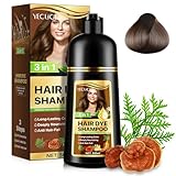 Haarfärbeshampoo, Natürliches Sofort Haarfarben Shampoo 3 in 1 Hair Dye Shampoo Langanhaltende Haarfärbemittel, 100% Abdeckung, Herbal Ingredients, 500ML (Dark Coffee)