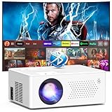 Puxinat Beamer, Mini Beamer Bluetooth5.2 Full HD 1080P Tragbarer Outdoor/Heimkino Projektor, 50% Zoom 200-Zoll-Display, Kompatibel mit TV Stick/HDMI/Smartphone/Spielkonsole/USB [Inkl. Fernbedienung]