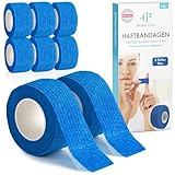 Health Press Fingerpflaster Selbsthaftend – 8x Pflaster Rolle (2,5cm x 4,5m) – Verband Selbstklebend – Elastisches Tape wasserfest – Staub-, Fett- & Schmutzabweisendes Pflasterband (Blau, 8 Rollen)