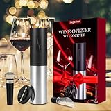 Elektrischer Korkenzieher Wein mit Folienschneider, 5-in-1 USB Wiederaufladbarer Automatischer Weinflaschenöffner, Edelstahl Weinöffner Geschenkset für Weinliebhaber Familienfeier