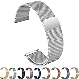 ZLZKJS Edelstahl Mesh Uhrenarmband, 14mm 16mm 18mm 20mm 22mm 24mm Magnetverschluss Smartwatch Schnellverschluss Metall Ersatz Armband für Damen Herren Watch Uhren Ersatzband (Silber, 22mm)