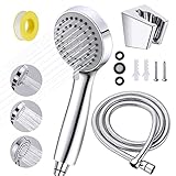 Senbaler Wassersparend Duschkopf Universal mit 1.55m Edelstahl Schlauch und Halterung,Handbrause Chrom,3 Strahlarten,Hochdruck Regendusche