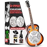 Pyle Resonator Akustik Westerngitarre – Resonator Acoustic Western Guitar mit integriertem Verstärker, akustisches Instrument in 4/4-Größe für Erwachsene