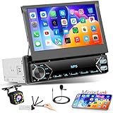 Hikity Autoradio 1din Bluetooth mit Bildschirm ausfahrbar 7 Zoll Radio Auto Stereo mit Bluetooth Freisprecheinrichtung Type-C 2USB AUX Mirror Link MIC SWC Rückfahrkamera