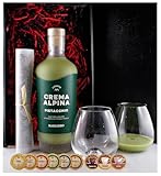 Geschenk Marzadro Crema Alpina Pistacchio Likör + 2 Gläser + 9 Edelschokoladen