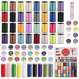 ZEFAN Nähgarn Set, 74 Stück Nähgarn für Nähmaschine, Garn Nähmaschine, Mix-Farben Nähfaden Set mit Zubehör für Hand und Nähmaschine